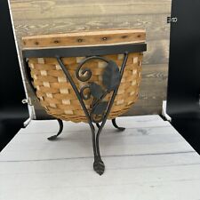 Longaberger Larger At Home Garden 2004 Floral Basket Wrought Iron Plant Stand picture