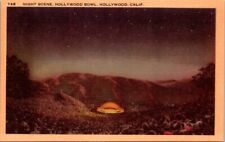 Postcard California Hollywood Bowl Night Scene Linen 1940s Symphony Under Stars picture