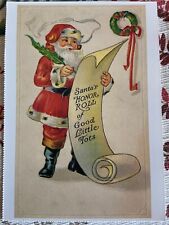 vintage Christmas postcard Santa with giant list honor roll scroll reproduced picture