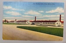 c1940s Post Headquarters, Camp McCoy Fort McCoy Wisconsin Vtg Linen Postcard picture