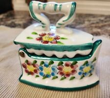 Vintage Italian Ceramic Iron Box With Hinge Lid picture