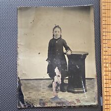 ATQ Circa 1860’s Tintype Young Pretty Girl In Dress Photo Civil War Era picture