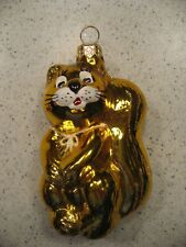 Vintage Golden Squirrel Glass Christmas Ornament 4