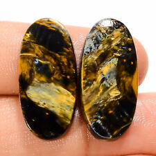24.00Cts. Natural Chatoyant Pietersite Pair Oval 25X12X4 MM Cabochon Gemstone picture