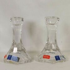 2- Austrian 24% Lead Crystal Candle Holders Candle Sticks Set Clear picture