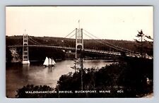 Bucksport ME-Maine, Waldo Hancock Bridge, Antique Vintage Souvenir Postcard picture
