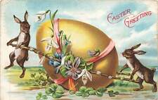 c1910 Humanized Rabbits Huge Exaggerate Egg Anthropomorphic Easter P377 picture