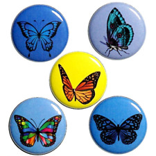 Pretty Blue and Purple Butterfly Buttons 5 Pack of Backpack Pins 1 Inch P2-3 picture
