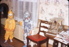 Found Kodachrome Slide Halloween Costumes Tweety & Spaceman VTG Photo picture