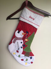 Pottery Barn Kids Snowman Quilted Christmas Stocking STACY Mono 2020  NWOT S1 picture