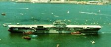 USS Yorktown CV-10 Charleston, SC.1976 Postcard Aircraft Carrier Arrives Harbor  picture