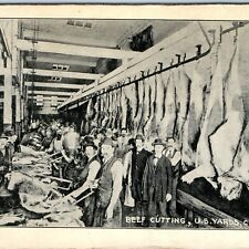 c1900s Chicago, IL Stockyards Beef Cutting Meat Plant Occupational Steak PC A168 picture