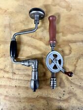 Vintage Diamond Compact 8” Sweep Bit Brace & Eggbeater Hand Drill. Working Tools picture