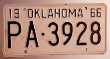 Vintage 1966 Oklahoma passenger car license plate picture