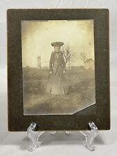 Early 1900s Framed And Matted Photo Of Woman On Boardwalk picture