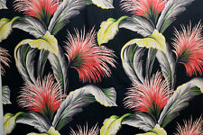 Vintage Barkcloth Black Zomba Art Deco Tropics fabric material curtain panel  2 picture