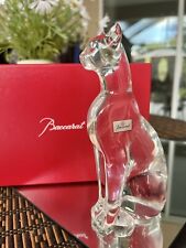 Bacarrat Crystal Sitting  Cat Stamped Etched Signed Sticker6.25” W/ Baccarat Box picture