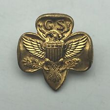 Vintage GS Girl Scouts Uniform Pin Eagle Gold Tone Metal Solder Back R7 picture