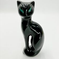 Vtg Mid Century Modern Black Ceramic Siamese Cat Figurine 8