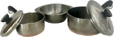 Vtg Revere Ware Copper Bottom 5 Pc Sauce Pot Pan Double Boiler Insert Set 1/2 Qt picture