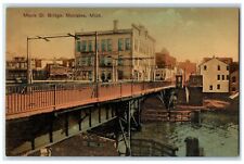 c1950's Maple Street Bridge River Lake Building Manistee Michigan MI Postcard picture