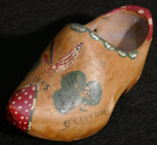 WWII US Army Souvenir Wooden Shoe Belgium 1945 Hand Painted Single 5 1/2 Inches picture