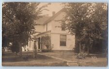 Bedford Iowa IA Postcard RPPC Photo Wash Halls Residence House Man Scene c1910's picture