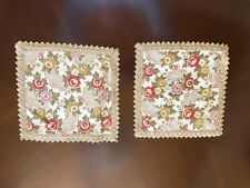2 pcs Vintage Gobelin Floral Brocade Doily/Mat w/Metallic Trim Germany 11x11in picture