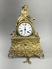 French Empire Mantel Clock Bronze Ormolu Case  Striking Bell Stamped Japy Freres picture