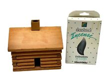 VTG Rustic Log Cabin Incense Burner Miniature Wooden House-WICKS n STICKS Cones picture