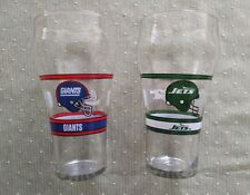 New York Giants & Jets vintage NFL Coca-Cola Soda Glasses Circa Early '90s picture