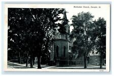 c1940s View of the Methodist Church, Dwight Illinois IL Unposted Postcard picture