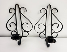 2 Black Metal Candle Wall Candle Sconces Gothic Scroll vintage picture