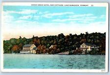 Lake Bomoseen Vermont VT Postcard Cedar Grove Hotel And Cottages 1917 Antique picture