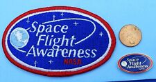 NASA PATCH & PIN Pair vtg SPACE FLIGHT AWARENESS Space Earth picture