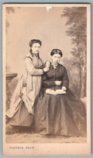 1870 Romantic Trumpet Eye Photo. 2 women (sisters). Gustave Le Mans Photo picture