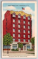 Washington DC Vintage Postcard c1949 Hotel Pennsylvania Linen 1940? picture