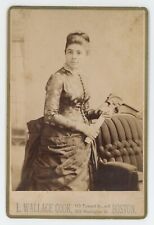 Antique Circa 1880s Cabinet Card Beautiful Woman Holding Scroll Cook Boston, MA picture