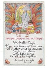 1938 RALLY DAY  POSTCARD-SCRIPTURE PSA 27 : 1-RIDGEWOOD, N. J.-CHILDREN READING picture