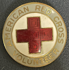 Vintage American Red Cross Volunteer Pin, Grey, WWII picture