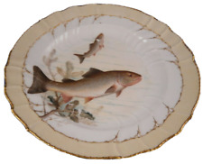 Antique 20thC KPM Berlin Porcelain Fish Scene Plate Porzellan Teller Scenic picture