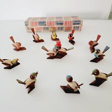 Rare Erzgebirge German Carved Wood Birds Wedding Party Of 12 Place Card Holders picture