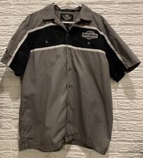 Harley Davidson Men’s Short Sleeve Button-Up Collared Shirt Size L, Gray, Cotton picture