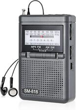 Portable AM FM Radio Compact Transistor Radio Pocket Radio HD Speaker Black New picture