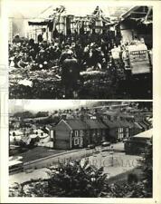 1966 Press Photo Before and After Coal Waste heap collapse in Aberfan, Wales picture