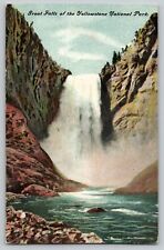 Great Falls of the Yellowstone National Park Vintage Antique Postcard 1910 picture