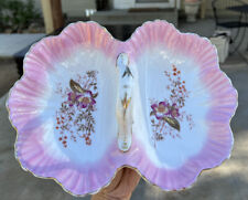 Beautiful Antique KPM Handpainted Pink Floral Gold Candy Dish w Handle 19th C picture