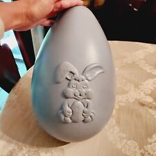 Vintage Plastic Blow Mold Easter Egg Blue Gray 14” Grand Venture 1998 Bunny picture
