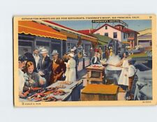 Postcard Outdoor Fish Markets and Sea Food Restaurant Fisherman's Wharf CA picture