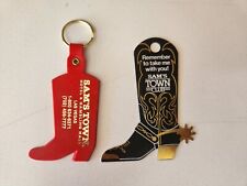 VINTAGE SAMS TOWN HOTEL CASINO KEYCHAIN AND CLUB CARD COWBOY BOOT SHAPED picture